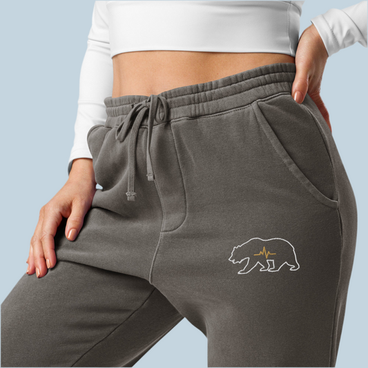 Bear Pigment-dyed Sweatpants - Comfort, Stylish Relaxed Cotton Polyester Unisex Dynamic Elegance